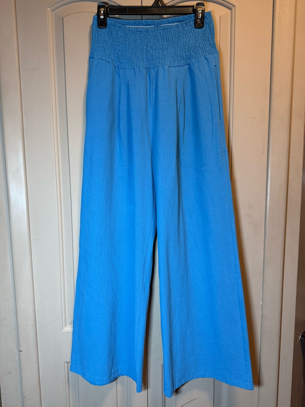 Linen Wide Leg Smocked Waist Pants